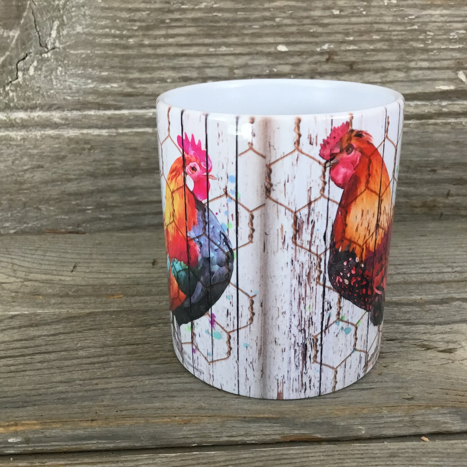 Rooster Mug 11 Oz Coffee Mug Rustic Rooster Mug Animal Mug Etsy