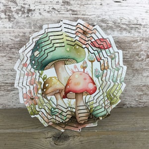 Cottage Core Pastel Mushrooms Wind Spinner 10&quot;