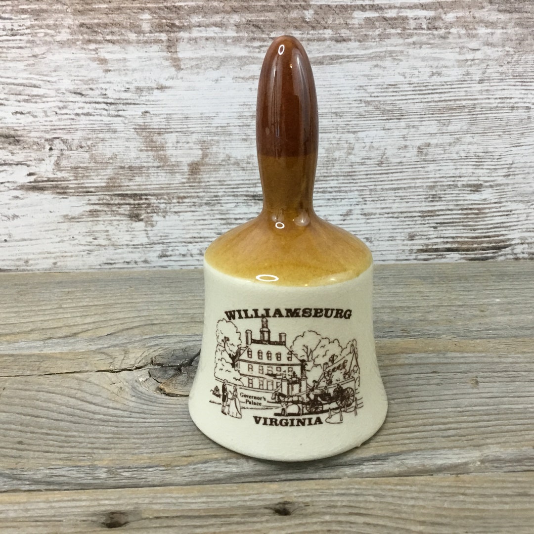 Vintage Souvenir Dinner Bell Handbell Williamsburg Virginia Two Tone Brown 5 Etsy
