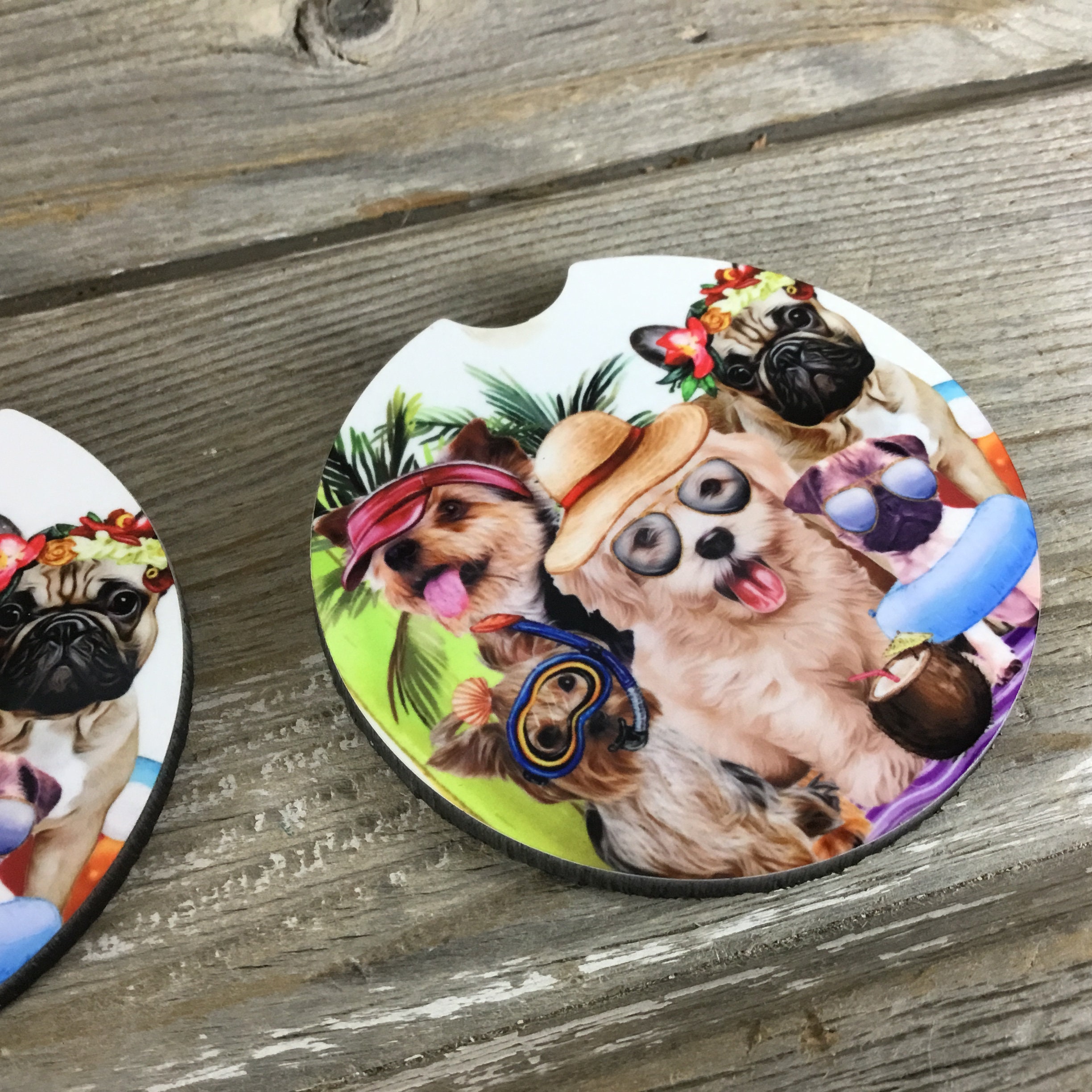 Dog Car Coasters Set of 2 Car Coasters Dog Days of Summer Etsy