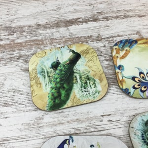 Set of 6 Peacock Drink Coasters image 2