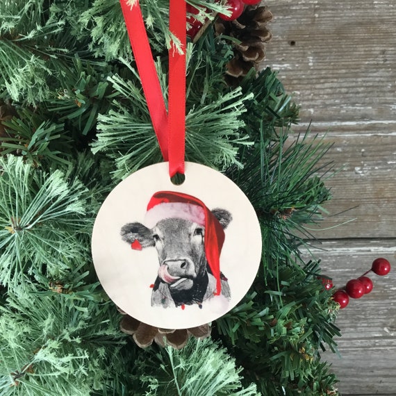 Cow Christmas Ornament Wood Christmas Ornament Etsy