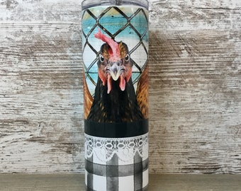 Funny Chickens 20 oz Skinny Tumbler with Straw & Lid