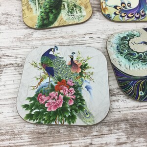 Set of 6 Peacock Drink Coasters image 3