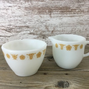 Vintage Corning Pyrex Corelle Tableware Butterfly Gold Cream & Sugar Set  NO LID