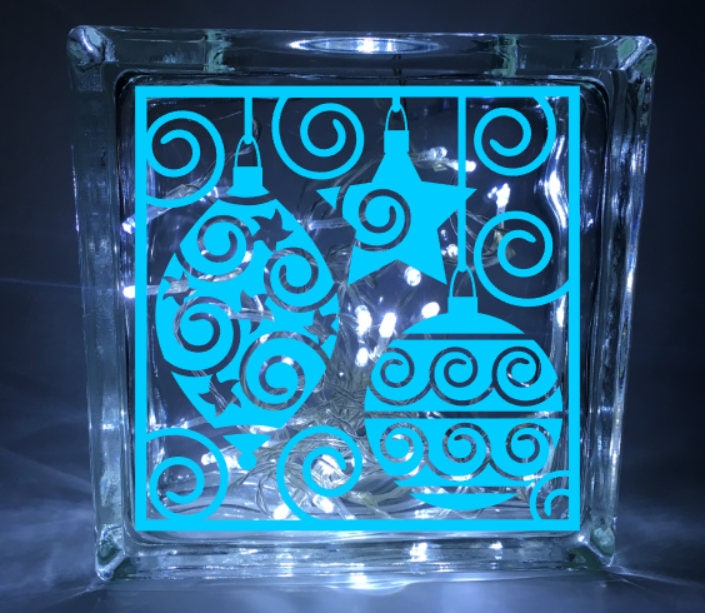 Christmas Ornaments Glass Block Vinyl Decal, Christmas Stickers, DIY Glass Block, Christmas Decals, Holiday Decor