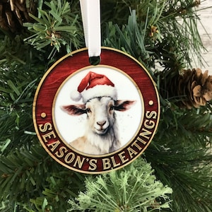 Season&#39;s Bleatings Goat Christmas Ornament