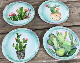 Cactus Hardboard Coasters, Set of 4 Coasters