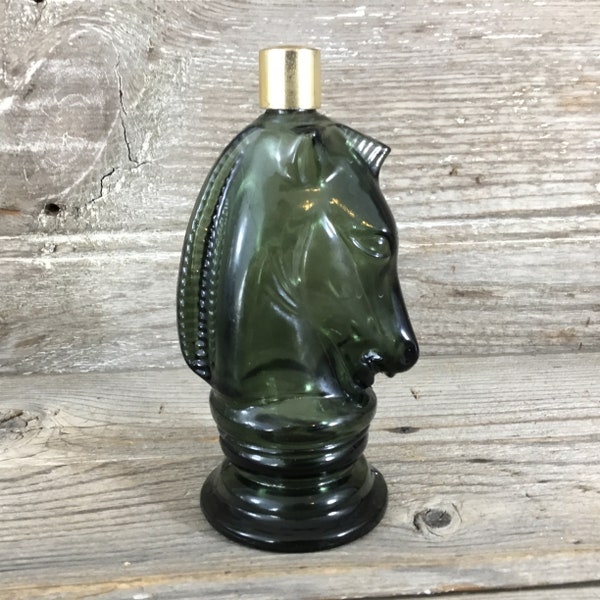 Avon Horse Head Bottle, Avon Bottle, Vintage Avon, Green Glass Bottle