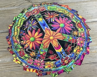 Peace Sign Flower Wind Spinner 10"