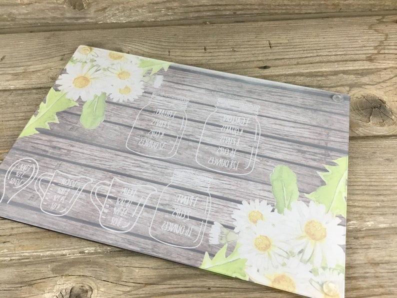 Daisy Measurement Conversion Glass Cutting Board Kitchen Etsy