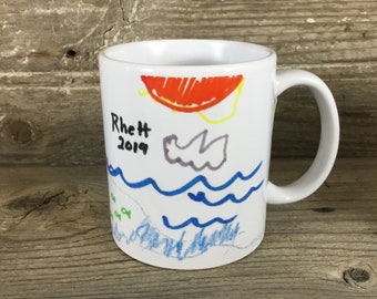 Child's Drawing, Kid's Colored, Custom Artwork Personalized Mug
