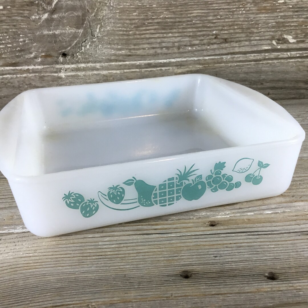 Glasbake 8 Square Ovenware Casserole J 2428 Blue Fruit Etsy