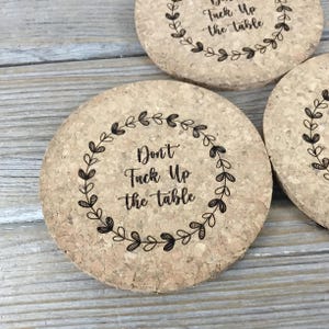 Don’t F*ck Up the Table Set of 3 Funny Cork Coaster Set