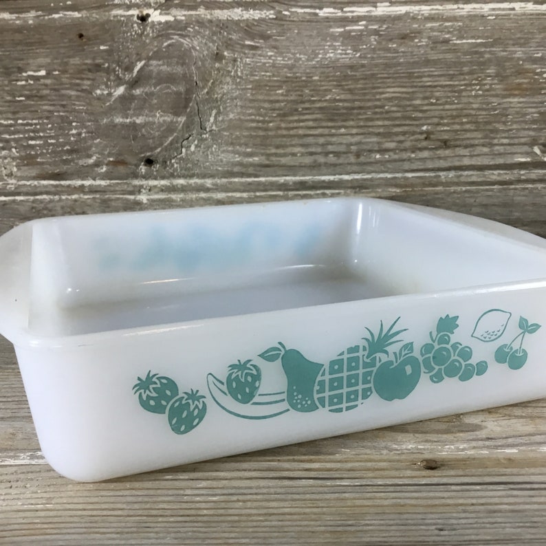 Glasbake 8 Square Ovenware Casserole J 2428 Blue Fruit Etsy