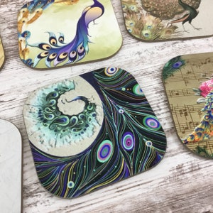 Set of 6 Peacock Drink Coasters image 4
