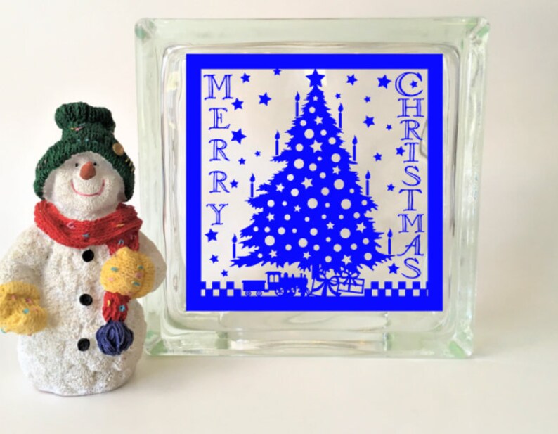 Merry Christmas Tree Glass Block Vinyl Decal DIY Glass Block Etsy