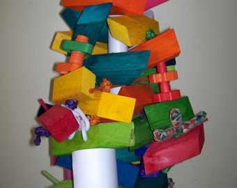 Total Chaos Large Parrot Toy: Wood Blocks, Sisal & Plastic