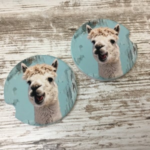 Alpaca Rustic Wood Coasters, Set of 2 Car Coasters - Etsy