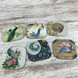 Set of 6 Peacock Drink Coasters image 1