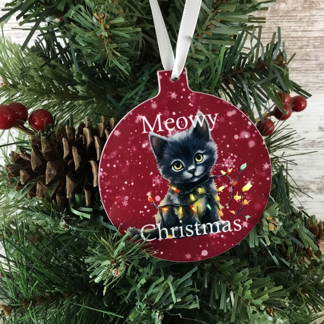 Black Cat Meowy Christmas Ornament Double Sided - Etsy
