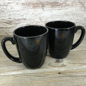 Corelle Stoneware Coordinates Black Coffee Tea Mug Set of 2 Cups