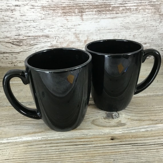 Corelle Stoneware Coordinates Black Coffee Tea Mug Set of Cups