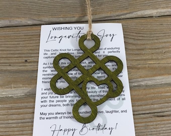 Birthday Celtic Knot Wishing You Longevity and Joy Story Card Ornament