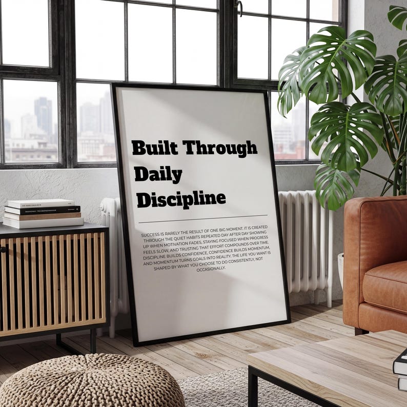 Built Daily Built Through Daily Discipline Poster | Motivational Typography Print ...