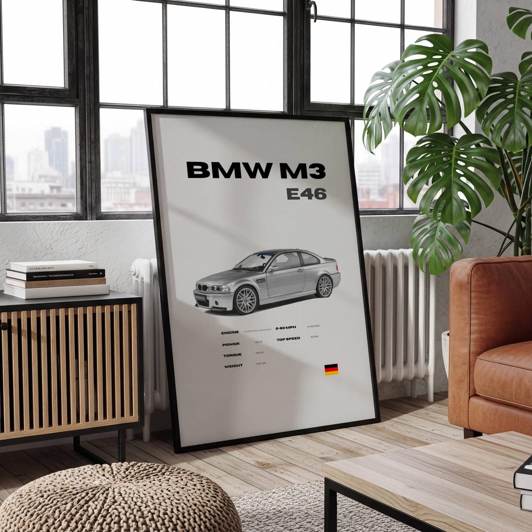 BMW M3 E46 Poster | Car Illustration, Automotive Specification Print - Etsy