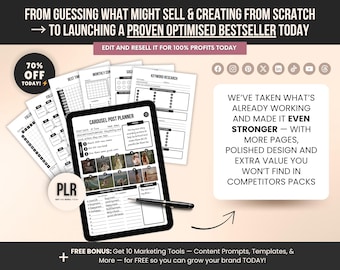 Social Media Planner: 300+ Page Content Calendar (Editable Canva Templates, PLR)