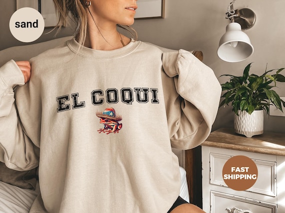 El Coqui Sweatshirt, Puerto Rico Frog, Cultural Pride, Island Vibes, Latina Gift, Unique Design, Festive Apparel, Tropical Sweater for Her