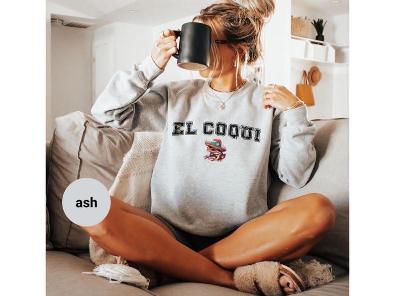 El Coqui sweatshirt, cozy graphic pullover, Puerto Rican pride, vintage style jumper, trendy casual wear, comfortable sweater