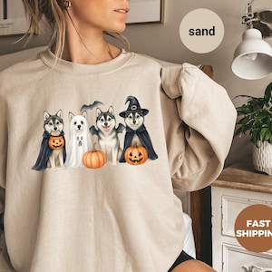 Halloween Husky Sweatshirt: Spooky Season Dog Lover Gift