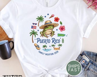 Puerto Rico Family Vacation Tee, Tropical Frog Souvenir
