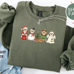 Christmas Shih Tzu Sweatshirt, Holiday Dog Sweatshirt, Cute Christmas Sweatshirt, Festive Dog Gift, Shih Tzu Lover Gift, Xmas Sweatshirt