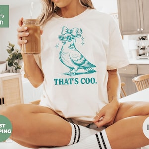 Camiseta divertida y genial de paloma, camiseta de pájaro con gafas de sol, camiseta con estampado de animal adorable, top con diseño aviar humorístico, idea de regalo única