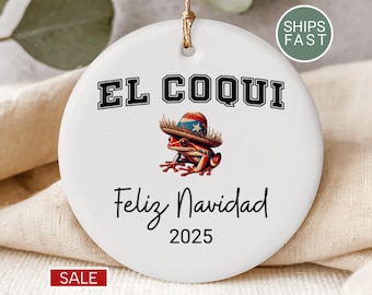 El Coqui Christmas Ornament Feliz Navidad 2025 Boricua Gift Puerto Rico Frog Isla Del Encanto Wepa Festive Puertoriquena Latina San Juan PR
