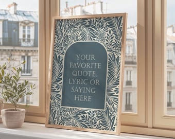 Personalized Vintage Quote Print, Poem or Scripture Verse Gift, Song Lyrics Typography Poster, Gift for Her, Personalized Quote Art