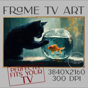 Funny Cat & Fishbowl Frame TV Art (Digital Download)