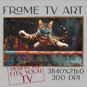 Luchador Cat Frame TV Art: Funny Wrestling Feline (Digital Download)