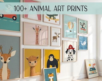 100+ Eclectic Animal Nursery Prints Whimsical Designs, Nursery wall art set for Playroom