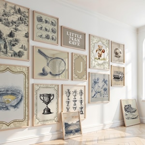 100+ Vintage Sports Neutral Nursery Prints Retro Boys Room prints, Boys Room Decor, Boys Sports Wall art Digital Download