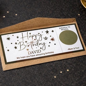 Personalized Scratch-Off Birthday Card – Fun Scratch Reveal Voucher, Birthday Surprise Gift
