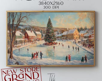 Christmas Village Painting: Festive Frame TV Art (Digital Download)