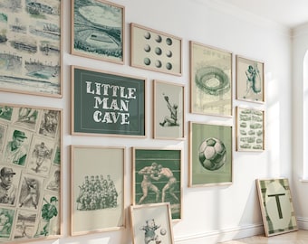100+ Green Sports Nursery Art Vintage Boys Room Digital Download