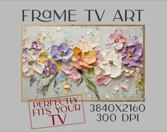 Floral Frame TV Art: Textured Oil Painting (Digital Download)