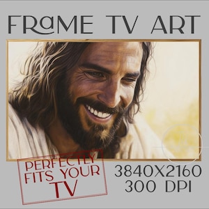Frame TV Art, Jesus Christus Buntstift, Samsung Frame TV, Christian Frame TV Art, Jesus Christus lächelt