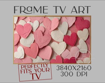 Frame Tv Art, Paper Hearts, Samsung Frame tv, Valentines Digital Design, frame tv art for Valentines Day,