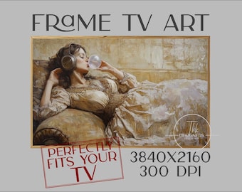 Funny Victorian Woman Frame TV Art: Bubble Gum Headphones (Digital Download)